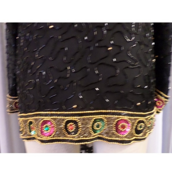 NWT Lady Small Silk Blouse Top Jacket Bead Sequin - Picture 7 of 8